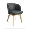 Quinn Leather Swivel Chair in grey Oslo leather with rubberwood walnut stain legs