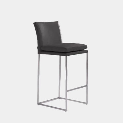 Rimini Leather Bar Stool in black with metal frame, contemporary design, top grain leather upholstery.