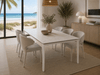 Rivoli Dining Table with black powder-coated steel base and Spanish ceramic top