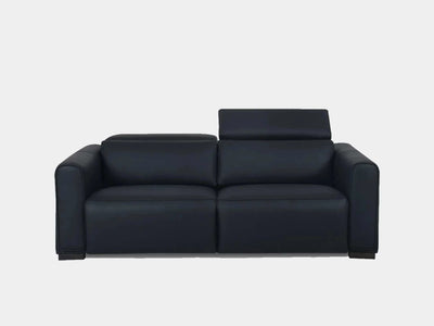 Rothko 2.5 Seater Sofa in black with adjustable headrests on a light background.