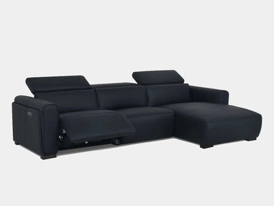 Rothko 4.5 Seater Sofa with Chaise in black, dimensions 286 x 173 cm.