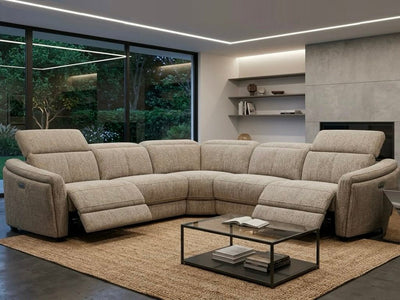 Royale 5 Seater Corner Sofa with Recliner in modern living room with ample seating and reclining features