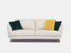 Saphyre 2.5 Seater Sofa in high-quality white leather with colorful accent pillows, showcasing modern design and comfort.