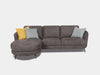 Saphyre 3 Seater Sofa with Chaise in premium fabric, showcasing modern design and comfort.