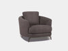 Saphyre 1 Seater Sofa in luxurious leather, featuring a sleek, curved design for modern elegance and comfort.