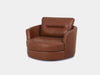 Saphyre 1 Seater Sofa in brown leather with a sleek, curved design.