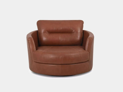 Saphyre Swivel Chair in leather with sleek design and plush cushioning.