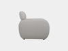 Sequence Leather Armchair side view showing modern design in grey.