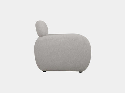 Sequence Leather Armchair side view showing modern design in grey.