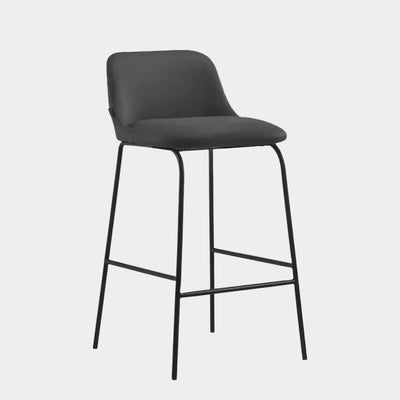 Sia Leather Bar Stool with black leather upholstery and matt black steel frame.
