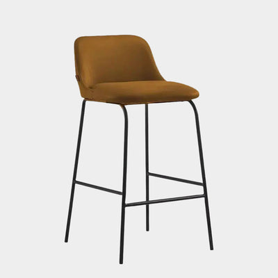 Sia Leather Bar Stool with black steel frame in tan leather.