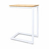 Sierra Outdoor Teak C Side Table with teak wood top and powder-coated aluminium frame in charcoal, white, and sand colors, dimensions W30 x D40 x H57 cm