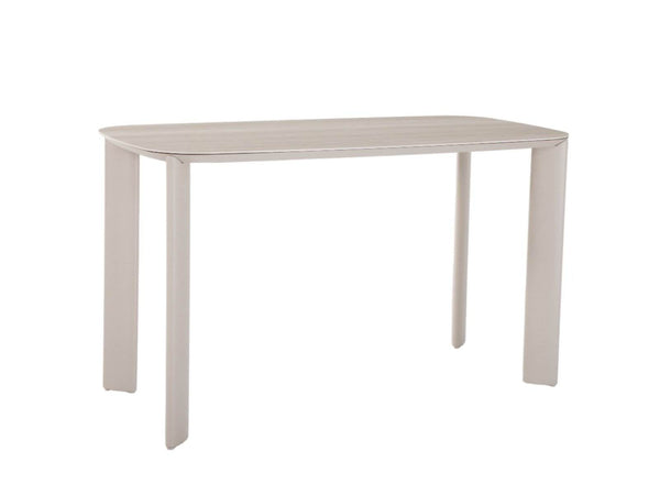 Sierra Outdoor Bar Table with sand powder-coated aluminium frame and smooth ceramic top in Travertine finish