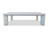 Sierra Outdoor Ceramic Coffee Table with white aluminum frame and marble-effect ceramic top, rounded rectangular design