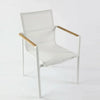 Sierra Outdoor Sling Dining Chair with powder-coated aluminum frame and white French Batyline sling fabric