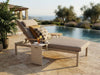 Sierra Sun Lounger in sand, white, and charcoal frames with matching cushions