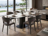 Soho extendable ceramic top dining table with white marble finish and steel base