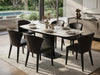 Soho extendable ceramic top dining table with white marble finish and steel base
