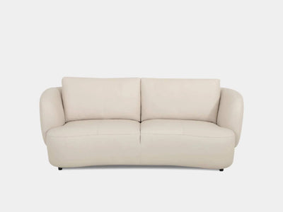 Sussex 2.5 Seater Curved Sofa in beige leather with soft sculptural design and rounded arms