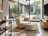 Sussex Swivel Chair with Ottoman in contemporary design with plush cushioning and 360-degree swivel base