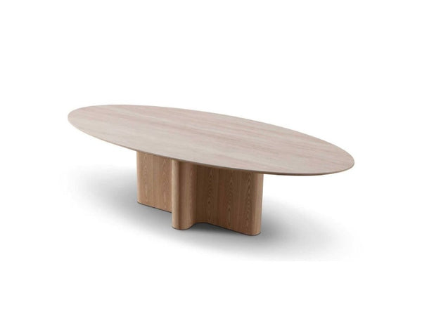Tellaro Ceramic Coffee Table with 6mm ceramic top and ash veneer base, oval shape and modern design