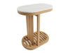 Tribu Outdoor Oval C-Side Table with solid teak frame and ceramic top
