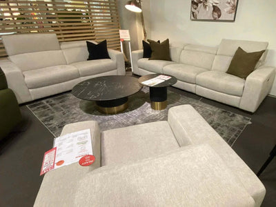 Tusmore 3 piece fabric sofa set with recliners in clearance sale setting