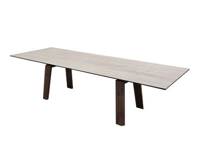 Valencia Twin Extendable Dining Table with tempered glass ceramic top and veneered MDF legs in modern dining room setting