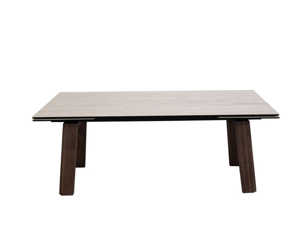 Valencia Twin Extendable Dining Table with tempered glass ceramic top and veneered MDF legs in modern design