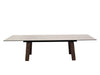 Valencia Twin Extendable Dining Table with tempered glass ceramic top and veneered MDF legs in modern dining room