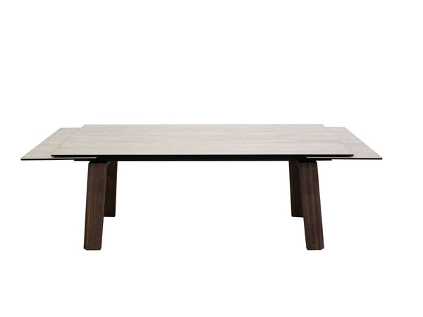 Valencia Twin Extendable Dining Table with tempered glass ceramic top and veneered MDF legs in modern style