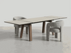 Valencia Twin Extendable Dining Table with ceramic top, natural Ash legs, and powder-coated steel frame in modern dining room