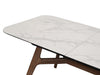 Warwick Extendable Dining Table with marble ceramic top, ash veneer legs, and powder-coated steel frame in modern dining room