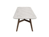 Warwick Extendable Dining Table with marble ceramic top, ash veneer legs, and steel frame in modern dining room