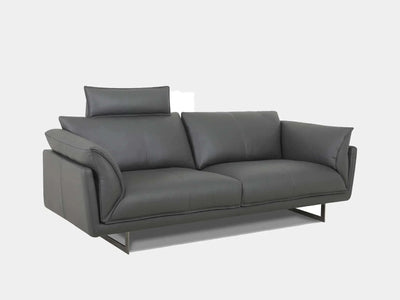Wellington 2.5 Seater Sofa in dark grey leather with modern design and cushioned seating.