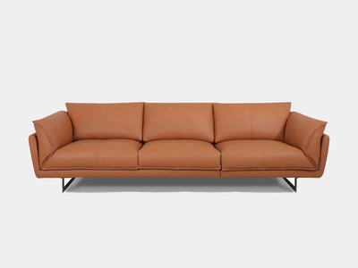 Wellington 3.75 Seater Sofa in brown leather upholstery with modern design.